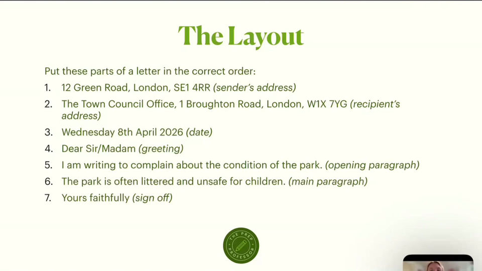 Creative Writing: Writing a Formal Letter (April 2026)